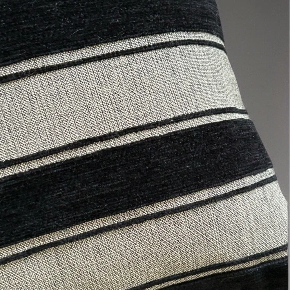 Geoli Trading Black Cream Striped Cotton Feather Filled Throw Pillows Set of 2